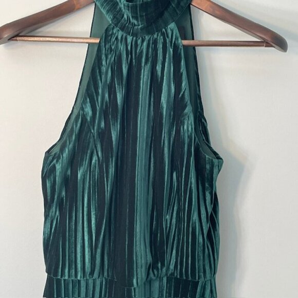 Alexia Admor Velvet Formal Wide Leg Jumpsuit Emerald Green Holiday Size 2 - Picture 3 of 10